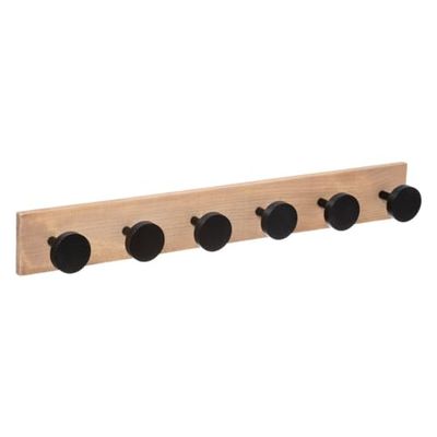 Five - Patère en Bois 6 Têtes Noir