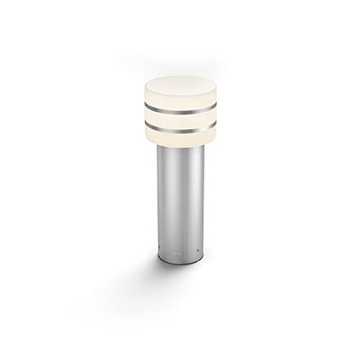 Philips Hue White Tuar, Piedistallo per esterni, 9W, Include lampadina E27 Smart, Alimentatore Incluso, Inox
