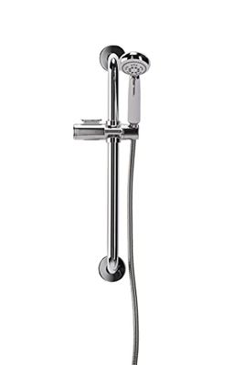 Croydex AP600241 Assistive Showering Kit includes 60 cm Stainless Steel Grab Bar/ Assistive Shower Handset/ Easy Move Slider/ 200 cm Stainless Steel Hose