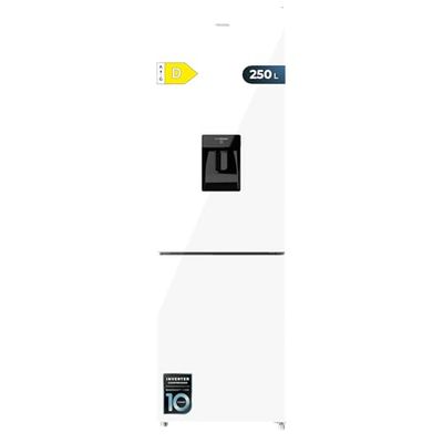 Cecotec Frigorífico Combi 250L Dispensador de Agua Bolero Coolmarket Combi 250 WD Total White Glass D. Altura 180cm, Ancho 55cm, No Frost, Compresor Inverter, Bajo Consumo, Puerta Reversible y Alarma