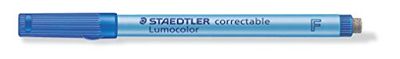 STAEDTLER Lumocolor 305 F-3 Correctable Film Pen F-Tip Approx. 0.6 mm Pack of 10 in Cardboard Box Blue