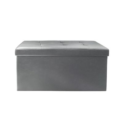 The Home Deco Factory hd3404 wysokiej jakości ławka składana PU M2 poliuretan 76 x 37,5 x 37,5 cm, szara, 76 x 37,5 x 37,5 cm