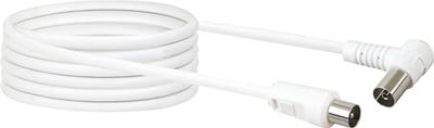 Schwaiger antenne aansluitkabel 75 dB, IEC stekker > 90° IEC hoekaansluiting, 2-voudige afscherming, 75 Ohm, digitaal, HDTV, DVB-C/DVB-T2 5,0 m wit