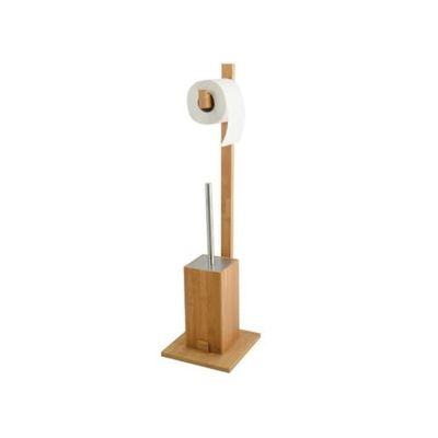 MSV, WC Combinato 2 in 1 con Porta WC con Contenitore Interno Rimovibile per scopino, Acciaio Inossidabile, scopino e distributore di Carta igienica, Contenitore per WC Non Fisso