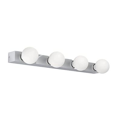 Eglo Applique murale intérieure Guanal, luminaire d'intérieur long à 4 lampes, lampe miroir maquillage, aluminium et acier aspect chromé, douille E27