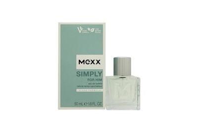 Mexx Simply for Him Eau de Toilette - Refreshing Elegant Mens Natural Vegan Formula Glass Bottle 50ml