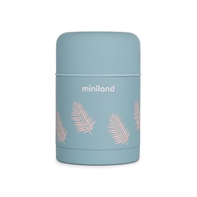 Miniland FOOD THERMY PALMS.600ml isolatiecontainer voor babyvoeding en vaste voeding, van hoogwaardig staal, blauw, 89445
