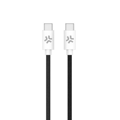 Celly, Cavo USB-C a USB-C, Realizzato in Tessuto Intrecciato di Colore Nero, Ricarica Rapida fino a 60W, Compatibile con Caricabatterie e Altri Dispositivi, Lunghezza di 1,5 Metri