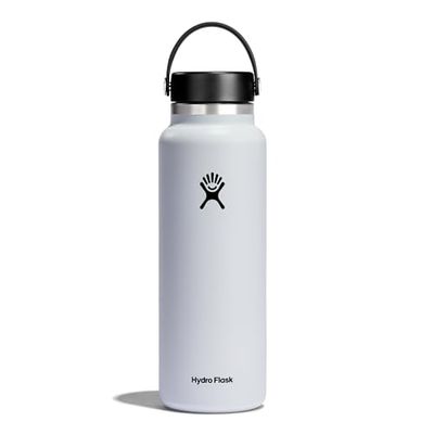 Hydro Flask - Wide Mouth - Waterfles 1180 ml (40 oz) - Vacuümgeïsoleerde roestvrijstalen waterfles met lekvrij Flex Cap en poedercoating - BPA-vrij - Wide Mouth - White