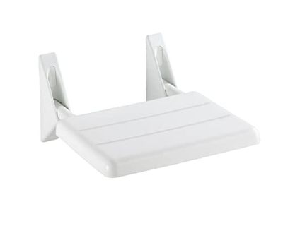 WENKO Asiento plegable de ducha Secura - Asiento de ducha abatible, capacidad de carga de 120 kg, Plástico (ABS), 35 x 19 x 36 cm, Blanco