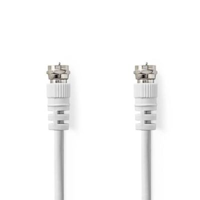 NEDIS Satelliet- en antennekabel | F-stekker | F-stekker | vernikkeld | 75 ohm | dubbel afgeschermd | 1,00 m | rond | pvc | wit | label