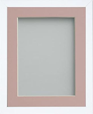 Frame Company Jellybean Range White Wooden 10x8 inch Picture Photo Frame with Pink Mount for Image 6x4 inch * Choice of Colours & Sizes* Fitted with Perspex