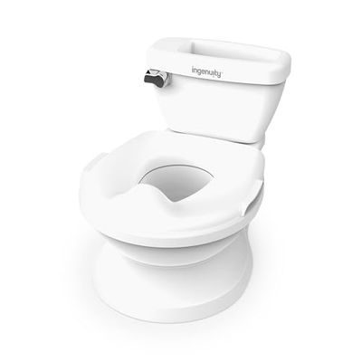 Ingenuity My Size Potty Pro, Potty Training Toilet, Levensecht Spoelend Geluid, Spatbescherming, Gemakkelijk schoon te maken met afneembare kom, veegopslag, 18 maanden + (wit)