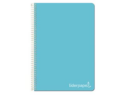 LIDERPAPEL CUADERNO ESPIRAL FOLIO WITTY TAPA DURA 80H 75GR CUADRO 4MM CON MARGEN COLOR CELESTE