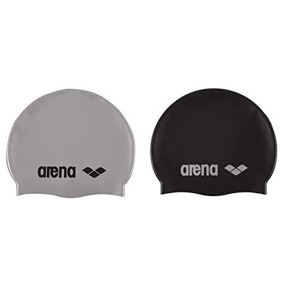 Arena Classic Silicone, Cuffia Unisex Adulto, Grigio (Silver/Black), Taglia Unica & Classic Silicone, Cuffia Unisex Adulto, Nero (Black-Silver), Taglia Unica