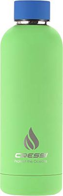 Cressi Rubber Coated Thermal Flask, Borraccia Sportiva Termica Rivestita in Gomma Unisex Adulto, Verde (Fluo)/Nero, 500 ml