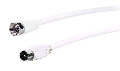 Schwaiger SAT/antenne adapterkabel, 75 dB, wit, F-stekker > IEC stekker, 2-voudig afgeschermd, 75 Ohm, digitaal, HDTV 1,5 m wit