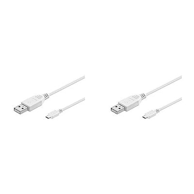goobay 96192 Câble de données et de charge Micro USB Hi-Speed Câble, USB 2.0 mâle (type A) > USB 2.0-Micro mâle (type B), blanc, 0,6m (Lot de 2)