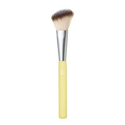 3INA MAKEUP - The Angle Blush Brush - amarelo claro - pincel de maquilhagem em ângulo - pincel chanfrado para corete - cabelo semi-grosso - forma angular - fácil de desfocar - Vegan - Cruelty Free