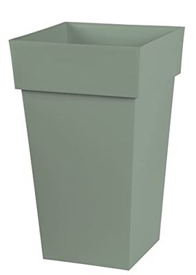 EDA - Vaso di fiori quadrato alto toscano, volume 62 l, 39 x 39 x 65 cm, verde alloro