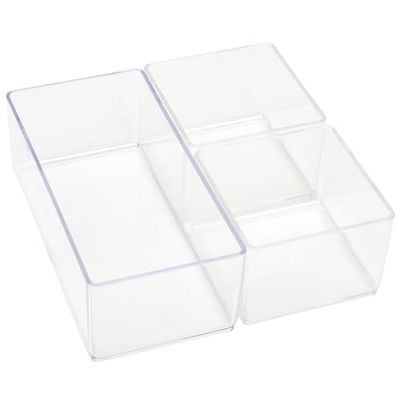 COSMETIC CLUB, SC0692, Organisateur cosmétique modulable Transparent x3, Rangement Pratique pour Maquillage et Accessoires, Design élégant, Facile à Nettoyer, Taille M, Couleur Transparente