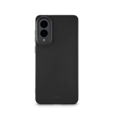 Hama Hoes voor mobiele telefoon voor Samsung Galaxy S25 Edge (stootvast case, krasbestendig, elegante beschermhoes voor achterkant, zacht, slim oppervlak, compatibel met draadloos opladen) zwart