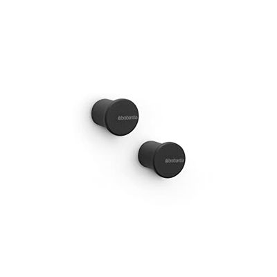 Brabantia - Mindset Ganci porta Asciugamani - Ideali per Bagno o Cucina - Portata 2 kg - Resistenti alla Corrosione - Materiale di Fissaggio Incluso - Set di 2 - Infinite Grey - 2.1 x 2.3 x 2.1 cm