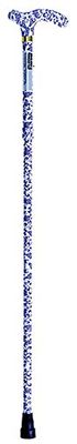 Aidapt Patterned Fold Down Adjustable Height Lightweight Walking Stick with Anti Slip Ferrule Foot for Stability and Confidence when Walking. Supplied with a Hanging Carry Strap and Handle.