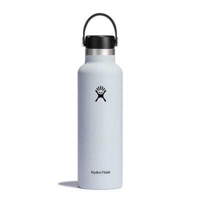 HYDRO FLASK - Drickflaska 621 ml (21 oz) - Vakuumisolerad stålflaska i pulverlackerat rostfritt stål med läckagesäker Flex Cap - BPA-fri - Bredmun - HYDRO FWhite