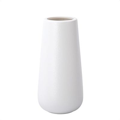 8 Inch Snow White Ceramic Flower Vase for Home Décor, Design Box Packaged