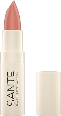 SANTE Naturkosmetik Moisture Lipstick 02 Coral Glaze, Nourishing Lipstick with Hyaluron, Plump Effect and Sepilift, Lip Care for Smooth and Delicately Shiny Lips in Coral Pink, 4.5 g