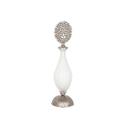 Romimex Bouteille dorée argentée métal Verre 14 x 55 x 14 cm avec Couvercle