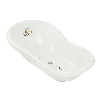 keeeper 1842310023800 Winnie Ergonomisch babybadje met afvoerplug, badje voor baby's, vanaf 0 tot 12 maanden, 84 cm, Maria, wit