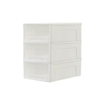 Cetomo 14L*3 Cajones de Almacenamiento de Plástico, Organizadores para Escritorio de Oficina, Caja de Almacenamiento, Torre Apilable para Cosméticos, PP, Duradero, Blanco, Transparente, 14L-3 Unidades