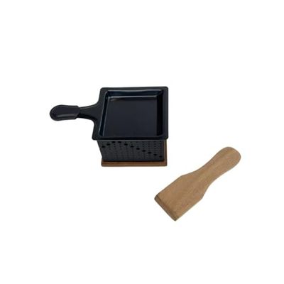 Fackelmann FCK40192 Bougie Specialty Culinary Candle Individual Raclette Maker, Stainless Steel, Metal, Wood, Black/Brown