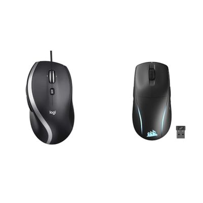 Logitech Advanced Corded Mouse & CORSAIR M75 WIRELESS RGB Lichtgewicht FPS