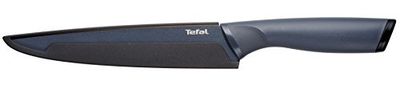 Tefal Fresh Kitchen Couteau à trancher 20 cm, Lame en acier inoxydable avec titane de haute qualité, Revêtement antiadhésif, Zone confort, Etui de protection de lame K1221205