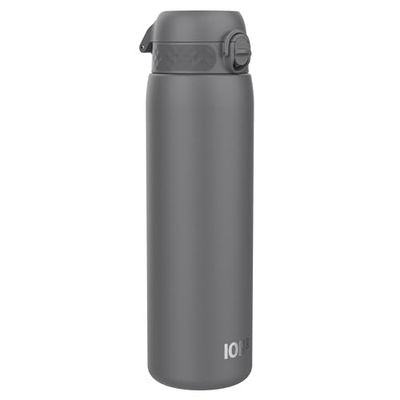 ION8 Borraccia Acciaio Inox Leggero 1 Litro, Non Isolato, a Prova di Perdite, Facile da Aprire, Serratura Sicura, Lavabile in Lavastoviglie, Durevole e Resistente ai Graffi, Grigio
