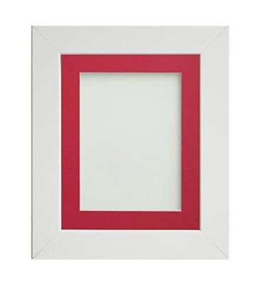 Frame Company Watson White Picture Photo Frame fitted with Perspex, 12x10 inch with Red Mount for image size 8x6 inch