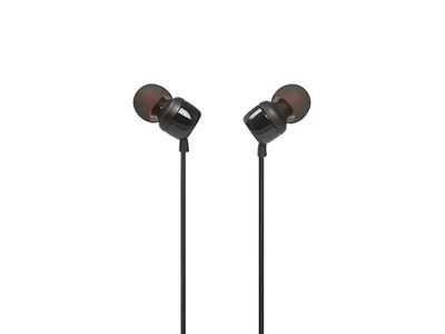 JBL T110 Auriculares In Ear con Pure Bass - Con manejo de un solo botón y micrófono, color negro