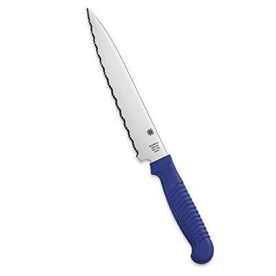 Spyderco K04SBL keukenmes met stevige grip, blauw, 152 mm