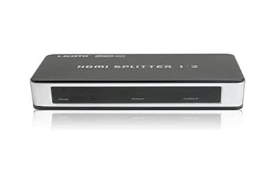 HDGear HSP0102B - 1x2 HDMI splitter met geïntegreerde signaalversterker incl. voeding en handleiding (mogelijk niet beschikbaar in het Nederlands). 1x HDMI A (In) naar 2x HDMI A (Out). Kleur: Zwart / zilver.