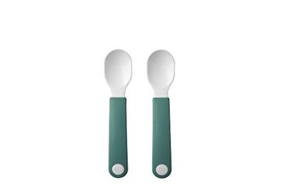 Mepal – Self-Feeding Spoon Mepal Mio – Baby Practice Spoon – Baby Utensil for Independent Eating – Dishwasher Safe & BPA-Free – Set of 2 - Deep Turquoise