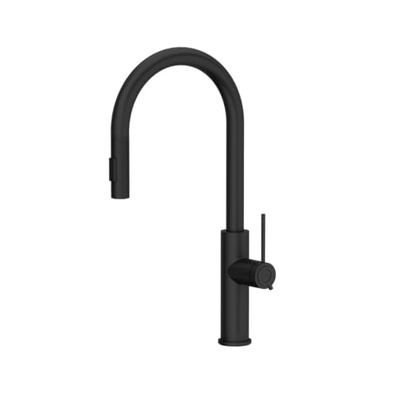 QUADRON JENNIFER Q LINE SLIM SteelQ Keukenkraan 360° mengkraan roestvrij staal keukenkraan QFix-functie, kleur: zwart, H: 46 cm, kop: keramiek, zwarte afwerking