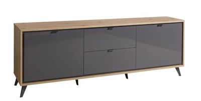 Composad | Meuble TV de la Ligne Cadre avec 2 Portes et 2 Volets, Buffet, Meuble Salon, Moderne, (LxHxP) 182,8 x 63,4 x 40,7 cm, chêne chêne chêne mielato et Gris Titane, fabriqué en Italie