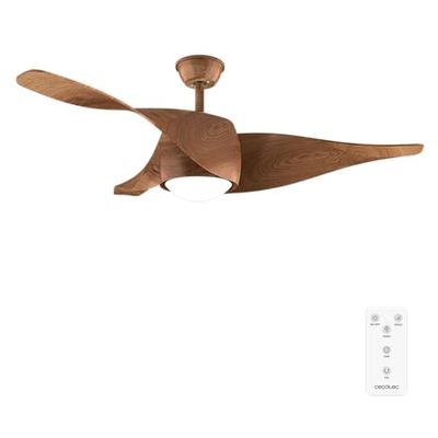 Cecotec - Ventilateur de Plafond avec Lumière EnergySilence Aero 5290 BlackWood - 40 W, Diamètre 132 cm, 3 Pales, LED 18 W, Minuterie 8 Heures et 6 Vitesses Mode Été/Hiver, Design Élégant