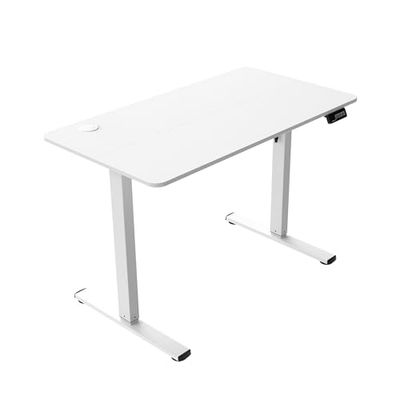 Mars Gaming MGD-ERGOPRO, Elektrisch In Hoogte Verstelbaar Bureau 73-118cm, Ergonomisch Oppervlak van Carbonvezel, Metalen Frame, Koptelefoonhouder en Kabelbeheer, Verstelbaar Bureau 110x60cm, Wit