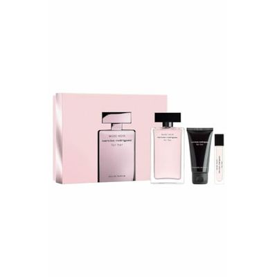 Narciso Rodriguez För hennes Musc Noir Eau de Parfum 100 ml presentset 2023 (innehåller 100 ml EDP, 50 ml kroppslotion och 10 ml resespray)