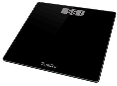 TERRAILLON - Balanza TSQUARE BLACK- Bascula Compacta y ultraplana 26cm x 26cm-Plataforma de cristal-Gran pantalla LCD-Capacidad 180Kg-Graduación 100g-Negro