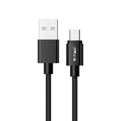 WatioWave Cable micro USB trenzado de nylon de 1m en color negro, ideal para cargar y transferir datos en dispositivos móviles y tecnología.